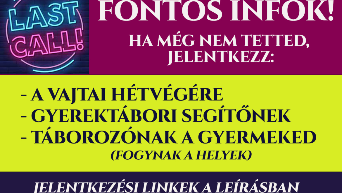 FONTOS INFORMÁCIÓK!